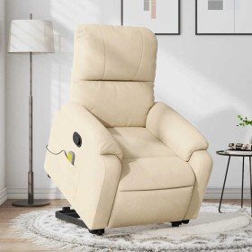 Sillón reclinable de masaje elevable tela de microfibra crema en Sillones | Comprar online en Foro24