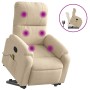 Sillón reclinable de masaje elevable tela de microfibra crema