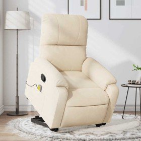 Sillón reclinable de masaje elevable tela de microfibra beige Sillón reclinable de masaje elevable tela de microfibra beige