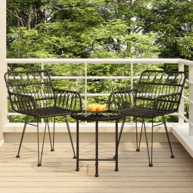 3-teiliges Garten-Ess-Set aus schwarzem synthetischem Rattan von vidaXL, Gartensets - Ref: Foro24-3157830, Preis: 171,13 €, R...