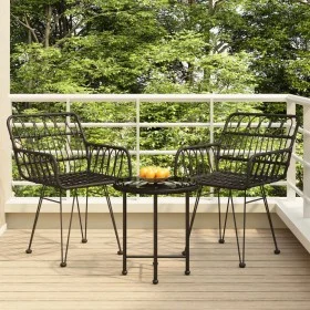 3-teiliges Garten-Ess-Set aus schwarzem synthetischem Rattan von vidaXL, Gartensets - Ref: Foro24-3157830, Preis: 169,09 €, R...