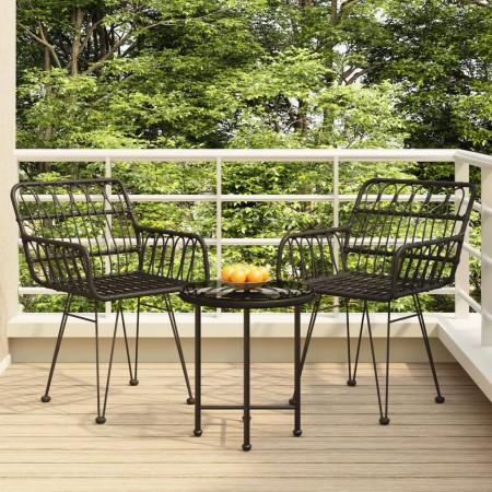 Juego de comedor de jardín 3 piezas ratán sintético negro de vidaXL, Conjuntos de jardín - Ref: Foro24-3157830, Precio: 171,0...