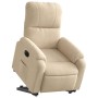 Sillón eléctrico reclinable elevable tela microfibra crema
