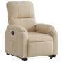 Sillón eléctrico reclinable elevable tela microfibra crema
