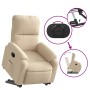 Sillón eléctrico reclinable elevable tela microfibra crema
