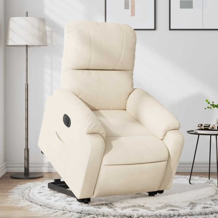 Sillón eléctrico reclinable elevable tela microfibra beige