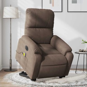 Sillón masaje eléctrico reclinable elevable tela marrón en Sillones | Comprar online en Foro24