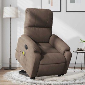 Sillón masaje eléctrico reclinable elevable tela marrón Sillón masaje eléctrico reclinable elevable tela marrón