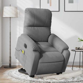 Sillón masaje eléctrico reclinable elevable tela gris oscuro