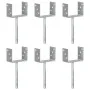 Fence anchors 6 pcs silver galvanized steel 14x6x30 cm by vidaXL, Spikes for anchoring in the ground - Ref: Foro24-145322, Pr...