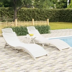 Sun loungers with table 2 pcs solid white acacia wood by vidaXL, Loungers - Ref: Foro24-3155471, Price: 339,11 €, Discount: %