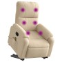 Sillón masaje eléctrico reclinable elevable tela crema
