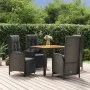 5-teiliges Gartenmöbel-Set mit schwarzen synthetischen Rattankissen von vidaXL, Gartensets - Ref: Foro24-3185075, Preis: 716,...