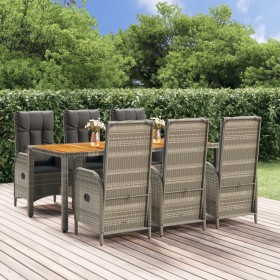 Garden dining set 7 pieces and gray synthetic rattan cushions by vidaXL, Garden sets - Ref: Foro24-3185042, Price: 931,47 €, ...