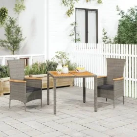 3-piece garden dining set with gray synthetic rattan cushions by vidaXL, Garden sets - Ref: Foro24-3157534, Price: 241,88 €, ...