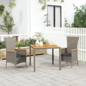 3-teiliges Garten-Esszimmerset mit synthetischen Rattankissen grau von vidaXL, Gartensets - Ref: Foro24-3157534, Preis: 242,7...