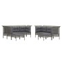 9-teiliges Gartenmöbel-Set und graue synthetische Rattankissen von vidaXL, Gartensets - Ref: Foro24-3187573, Preis: 560,81 €,...