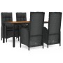 5-teiliges Gartenmöbel-Set mit Kissen synthetisches Rattan schwarz von vidaXL, Gartensets - Ref: Foro24-3185070, Preis: 621,0...