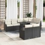 Conjunto de sofá de jardín con cojín 9 pcs Negro Poliratán