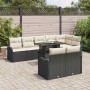 Conjunto de sofá de jardín con cojín 9 pcs Negro Poliratán