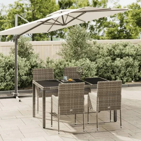 5-piece garden dining set with gray synthetic rattan cushions by vidaXL, Garden sets - Ref: Foro24-3185007, Price: 362,06 €, ...