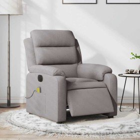 Sillón reclinable de masaje eléctrico tela gris taupe Sillón reclinable de masaje eléctrico tela gris taupe