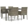 5-piece garden dining set with gray synthetic rattan cushions by vidaXL, Garden sets - Ref: Foro24-3185007, Price: 362,06 €, ...