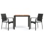 3-teilige Garten-Essgruppe mit schwarzen Kissen aus synthetischem Rattan von vidaXL, Gartensets - Ref: Foro24-3184987, Preis:...