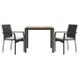 Set comedor de jardín 3 pzas con cojines ratán sintético negro de vidaXL, Conjuntos de jardín - Ref: Foro24-3184987, Precio: ...