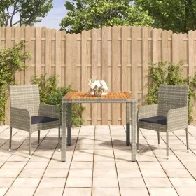 3-piece garden dining set with gray synthetic rattan cushions by vidaXL, Garden sets - Ref: Foro24-3185017, Price: 194,16 €, ...