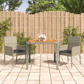 3-teilige Garten-Essgruppe mit grauen synthetischen Rattankissen von vidaXL, Gartensets - Ref: Foro24-3185017, Preis: 213,54 ...