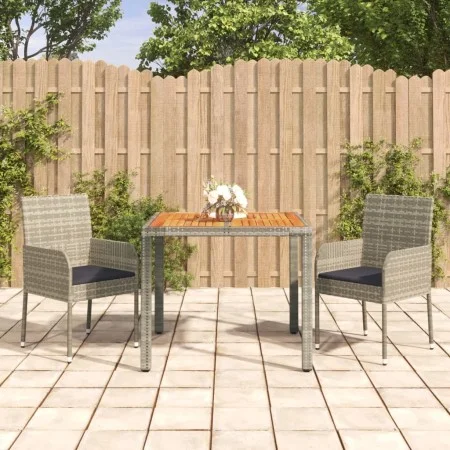 3-piece garden dining set with gray synthetic rattan cushions by vidaXL, Garden sets - Ref: Foro24-3185017, Price: 194,16 €, ...