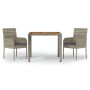 3-piece garden dining set with gray synthetic rattan cushions by vidaXL, Garden sets - Ref: Foro24-3185017, Price: 213,54 €, ...