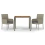 3-piece garden dining set with gray synthetic rattan cushions by vidaXL, Garden sets - Ref: Foro24-3185017, Price: 194,16 €, ...