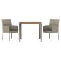 3-piece garden dining set with gray synthetic rattan cushions by vidaXL, Garden sets - Ref: Foro24-3185017, Price: 213,54 €, ...