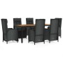 7-teiliges Garten-Essset und schwarze Kissen aus synthetischem Rattan von vidaXL, Gartensets - Ref: Foro24-3185078, Preis: 94...