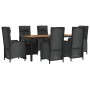 7-teiliges Garten-Essset und schwarze Kissen aus synthetischem Rattan von vidaXL, Gartensets - Ref: Foro24-3185078, Preis: 94...
