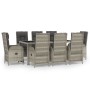 Set comedor jardín 9 pzas y cojines ratán sintético gris
