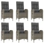 Set comedor jardín 9 pzas y cojines ratán sintético gris