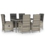 Garden dining set 7 pieces and gray synthetic rattan cushions by vidaXL, Garden sets - Ref: Foro24-3185036, Price: 915,12 €, ...