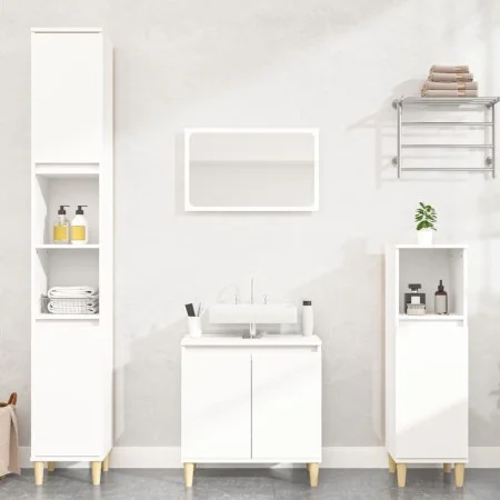 3-teiliges Badezimmermöbelset aus weißem Sperrholz von vidaXL, Badezimmermöbel - Ref: Foro24-3185581, Preis: 178,83 €, Rabatt: %
