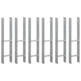 Anclajes de valla 6 uds acero galvanizado plateado 12x6x60 cm de vidaXL, Puntas para anclaje en el suelo - Ref: Foro24-145306...