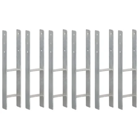 Zaunanker 6 Stück silber verzinkter Stahl 12x6x60 cm von vidaXL, Spikes zur Verankerung im Boden - Ref: Foro24-145306, Preis:...