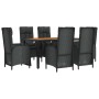 7-piece garden dining set and black synthetic rattan cushions by vidaXL, Garden sets - Ref: Foro24-3185081, Price: 894,99 €, ...