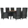 7-piece garden dining set and black synthetic rattan cushions by vidaXL, Garden sets - Ref: Foro24-3185081, Price: 1,00 €, Di...