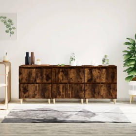 Sideboards 3 units smoked oak plywood 60x35x70 cm by vidaXL, Sideboards - Ref: Foro24-3185772, Price: 170,74 €, Discount: %