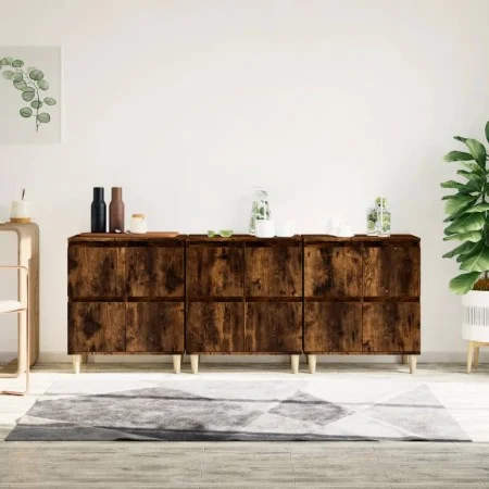 Aparadores 3 uds madera contrachapada roble ahumado 60x35x70 cm de vidaXL, Aparadores - Ref: Foro24-3185772, Precio: 168,72 €...