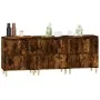 Aparadores 3 uds madera contrachapada roble ahumado 60x35x70 cm de vidaXL, Aparadores - Ref: Foro24-3185772, Precio: 168,72 €...