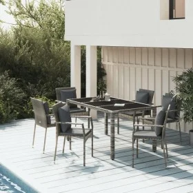 7-teiliges Garten-Esszimmerset und Kissen synthetisches Rattangrau von vidaXL, Gartensets - Ref: Foro24-3157960, Preis: 515,1...