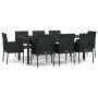 Set de comedor de jardín 9 pzas y cojines ratán sintético negro de vidaXL, Conjuntos de jardín - Ref: Foro24-3185004, Precio:...